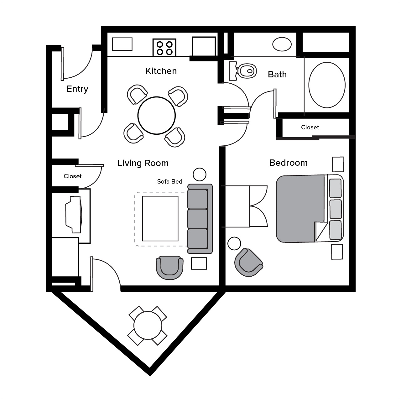 1-Bedroom Floor Plan